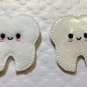 Tooth feltie, vinyl feltie, felt feltie, set of 4