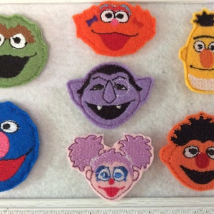 4 Character Felties, Cookie, grouch , Ernie, seven your choice set of 4 one style