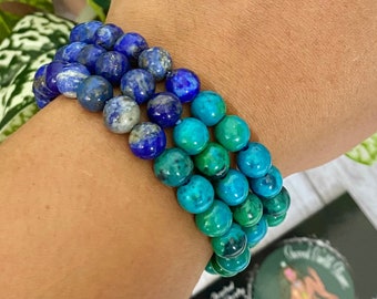 Lapis Lazuli and Chrysocolla Bracelet