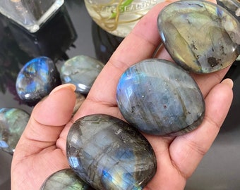 Labradorite Palm Stone - Flashy Labradorite Crystals