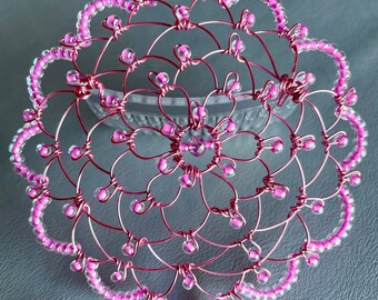 Pink Beaded Wire Girl's Kippah