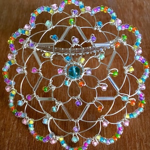 Gold or Silver Wire Kippah with Candy Colored Beads