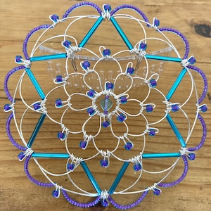 Star of David Teal and Pink Women&#39;s Wire Kippah