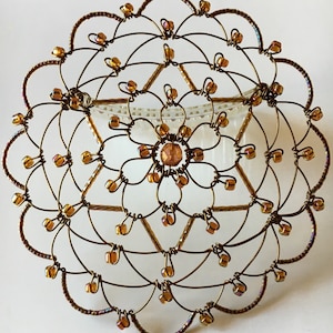 Iridescent Amber Beaded Star of David Women&#39;s Wire Kippah