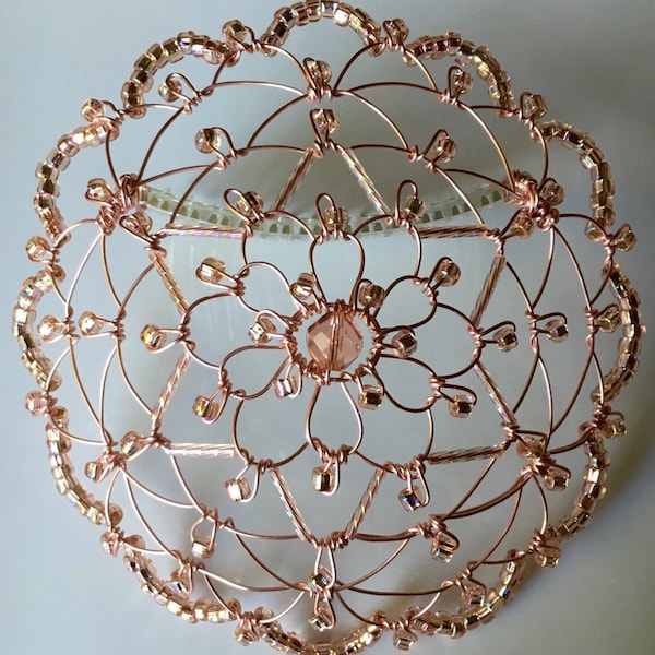 Rose Gold Woman's Beaded Wire Star of David Kippah