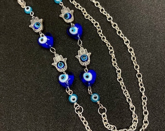 Hamsa and Evil Eye Glasses Chain