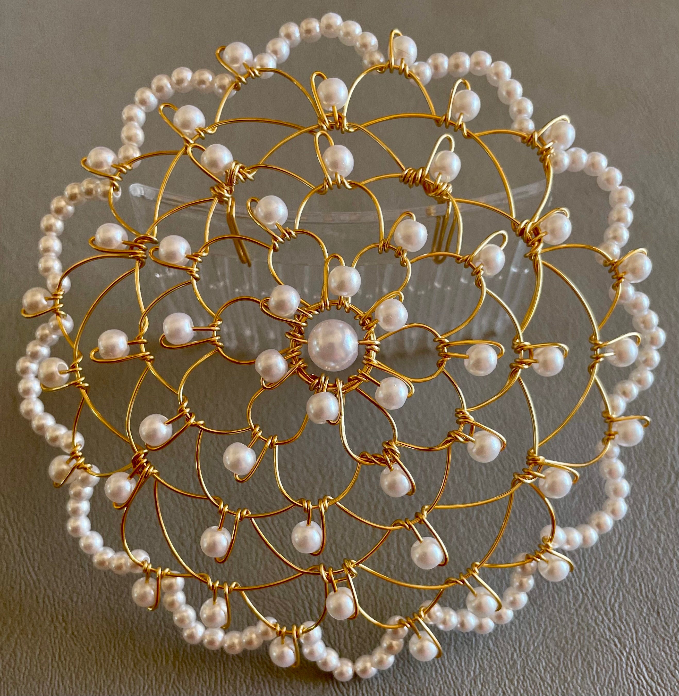 Gold, Silver or Black Wire and Pearl Beaded Woman