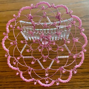 Pink Beaded Wire Girl&#39;s Kippah