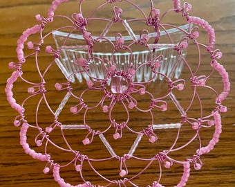 Pink Beaded Wire Girl's Kippah