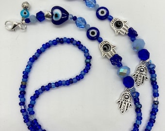 Hamsa/Evil Eye Beaded Mask Lanyard