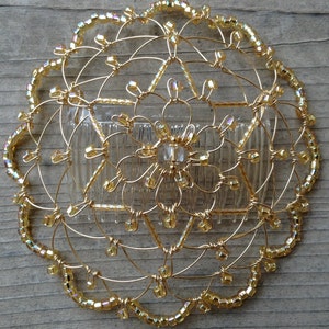 Iridescent Gold Beaded Star of David Wire Kippah for Women