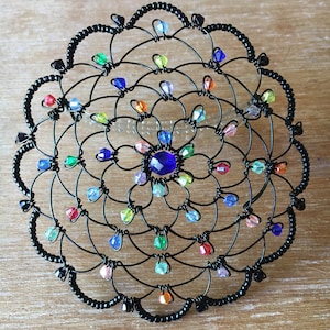 Woman&#39;s &quot;Stained Glass&quot; Beaded Wire Kippah