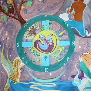 Red Dragon & Elven Encounter - Poster and Cosmic Inner Journey Inspiration (text)