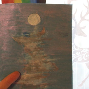 Carte de Voeux Lune de Noel, Unique et Faite Main