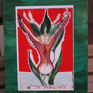 Carte de Voeux de Noel, faite a la main* La Carte de l'Imperatrice de mon Tarot Elfique du Nouvel Age