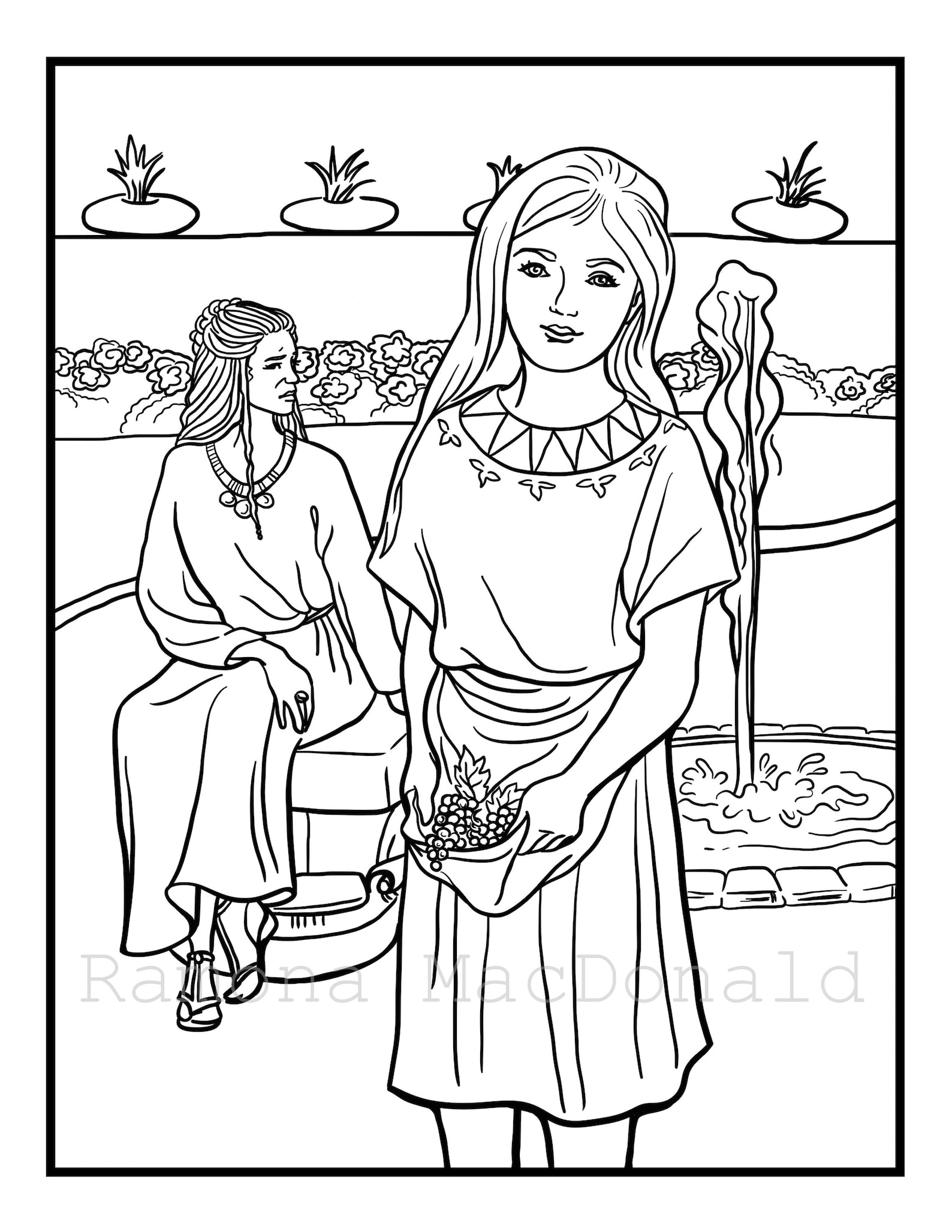 Little Maid and Naaman's Wife Printable Coloring Pages | Etsy