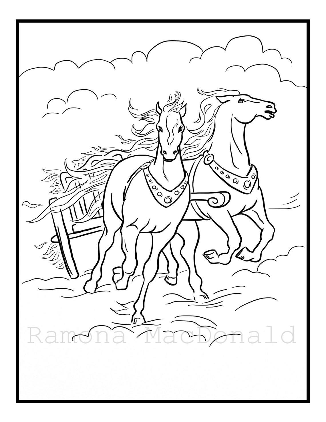 Chariot of Fire Printable Coloring Pages Adult Colouring Book | Etsy
