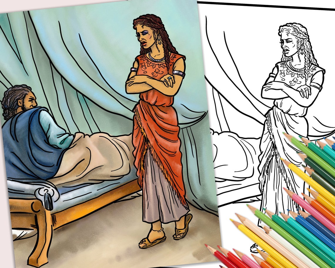 Ahab and Jezebel Printable Coloring Pages Bible Coloring | Etsy