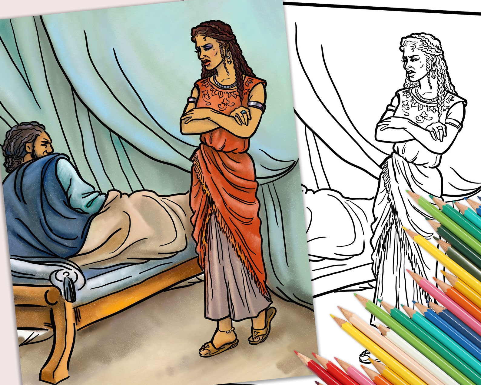 Ahab and Jezebel Printable Coloring Pages Bible Coloring | Etsy