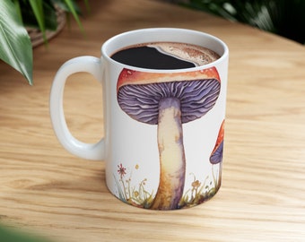 Mystic Mushroom Medley / Ceramic Mug / Enchanting Fungi / Design Ceramic Mug 11oz