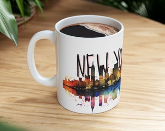 New York City Ceramic Mug / New York Coffee Tea Mug / Dishwasher and Microwave Safe / NY Skyline 11 Oz Mug / NYC Travel Mug / Ny Cityscape