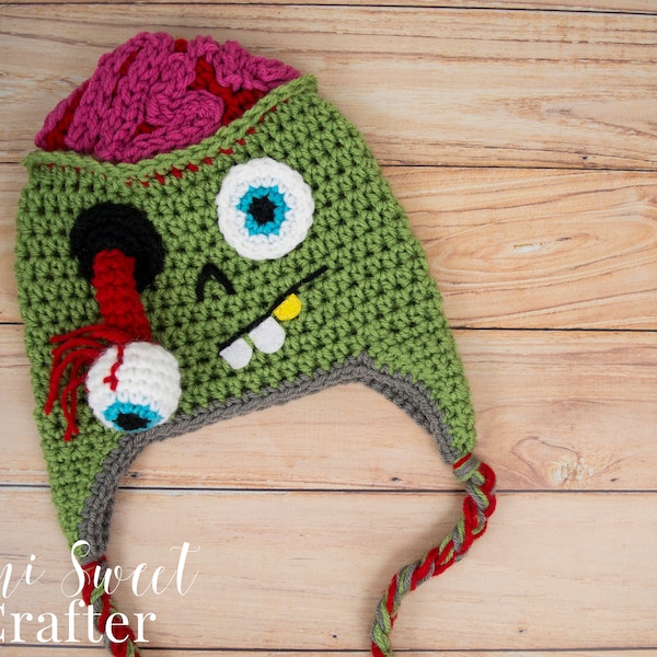 Crochet Pattern, Crochet Hat Pattern, Crochet Zombie Pattern, Crochet Beanie Pattern, Crochet Halloween Pattern, Crochet Zombie Hat Pattern