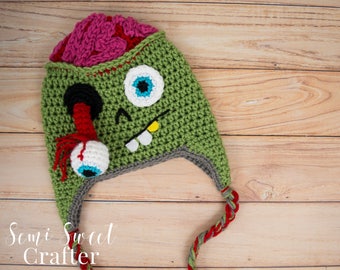 Crochet Pattern, Crochet Hat Pattern, Crochet Zombie Pattern, Crochet Beanie Pattern, Crochet Halloween Pattern, Crochet Zombie Hat Pattern