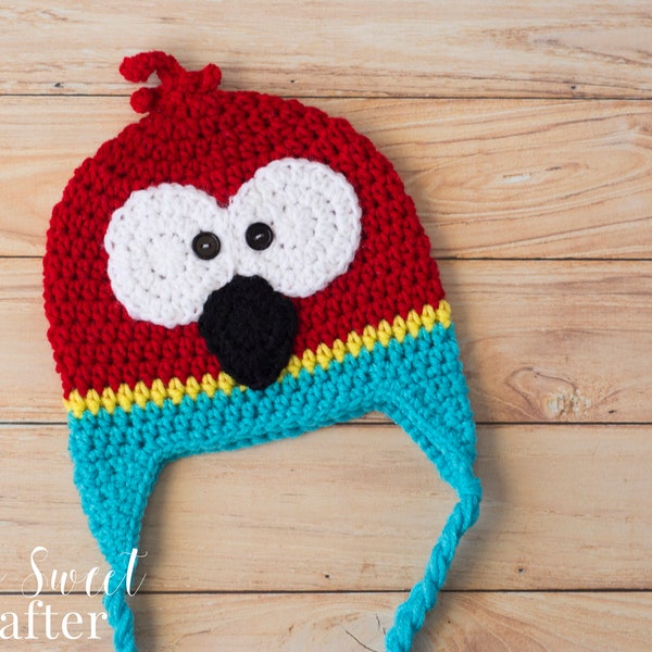 Crochet Pattern, Crochet Hat Pattern, Crochet Parrot Pattern, Crochet Beanie Pattern, Crochet Bird Pattern, Crochet Bird Hat Pattern, Bird
