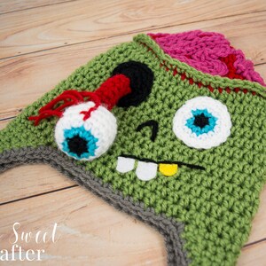 Crochet Pattern, Crochet Hat Pattern, Crochet Zombie Pattern, Crochet Beanie Pattern, Crochet Halloween Pattern, Crochet Zombie Hat Pattern image 2