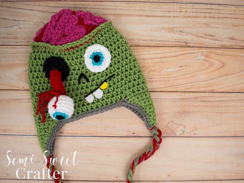 Crochet Pattern, Crochet Hat Pattern, Crochet Zombie Pattern, Crochet Beanie Pattern, Crochet Halloween Pattern, Crochet Zombie Hat Pattern image 1