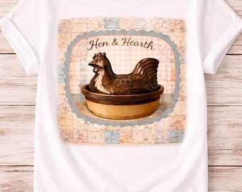 Vintage Hen on Nest. Hen and Heath Quilt PNG Digital Download