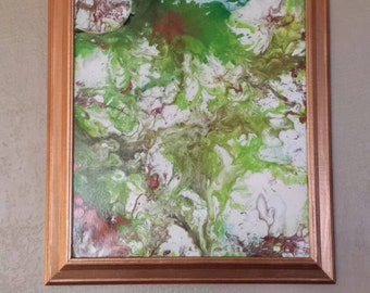 Psychedelic original Bright green fluid painting
