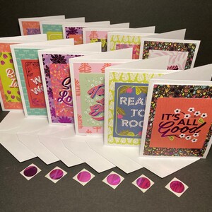 Tarjetas y sobres de amistad con sellos de sobre, juego de tarjetas de felicitación de aliento, tarjetas y sobres en blanco hechos a mano, juego de 12