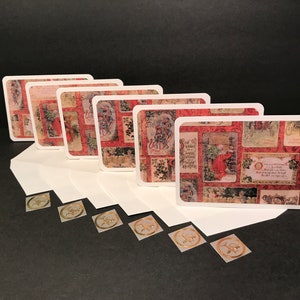 Old Fashioned Christmas Cards and Envelopes with Envelope Seals, Christmas Card Set, Handmade Note Cards and Envelopes, Blank, Set of 6