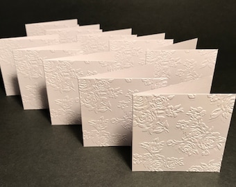 3x3 Mini Flower Embossed Cards and Envelopes with Envelope Seals, Small Card Set, Handmade Blank Mini 3x3 Cards with Envelopes, Set of 10