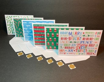 Weihnachtskarten und Umschläge mit Umschlag Siegel, Weihnachtskarten-Set, handgemachte Weihnachtsbriefkarten und Umschläge, leer, 6er-Set