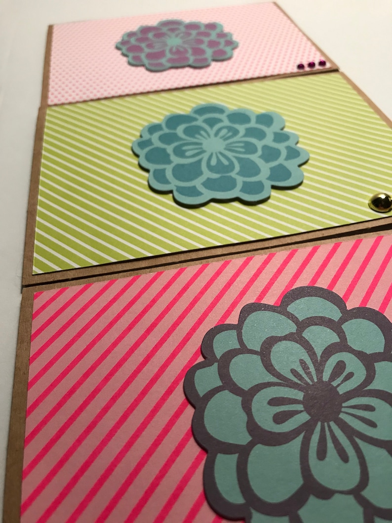 Flower Notecards with Envelopes and Envelope Seals Blank Handmade Floral Notecards Set of 3