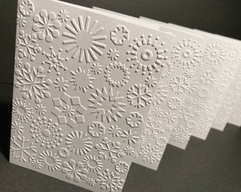 Snowflake Embossed Christmas Cards and Envelopes with Envelope Seals, Christmas Card Set, Handmade Christmas Note Cards, Blank, Set of 6