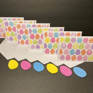 Tarjetas y sobres de Pascua con sellos de sobre, lindo juego de tarjetas de huevos de Pascua, tarjetas de notas de Pascua hechas a mano en blanco, juego de 6