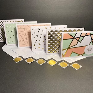 Thank You Cards with Envelopes and Envelope Seals, Geometric Thank You Card Set, Handmade Thank You Note Cards and Envelopes, Set of 6