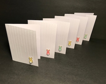 Embossed Easter Bunny Cards and Envelopes with Envelope Seals, Cute Easter Card Set, Handmade Blank Easter Note Cards, Set of 6
