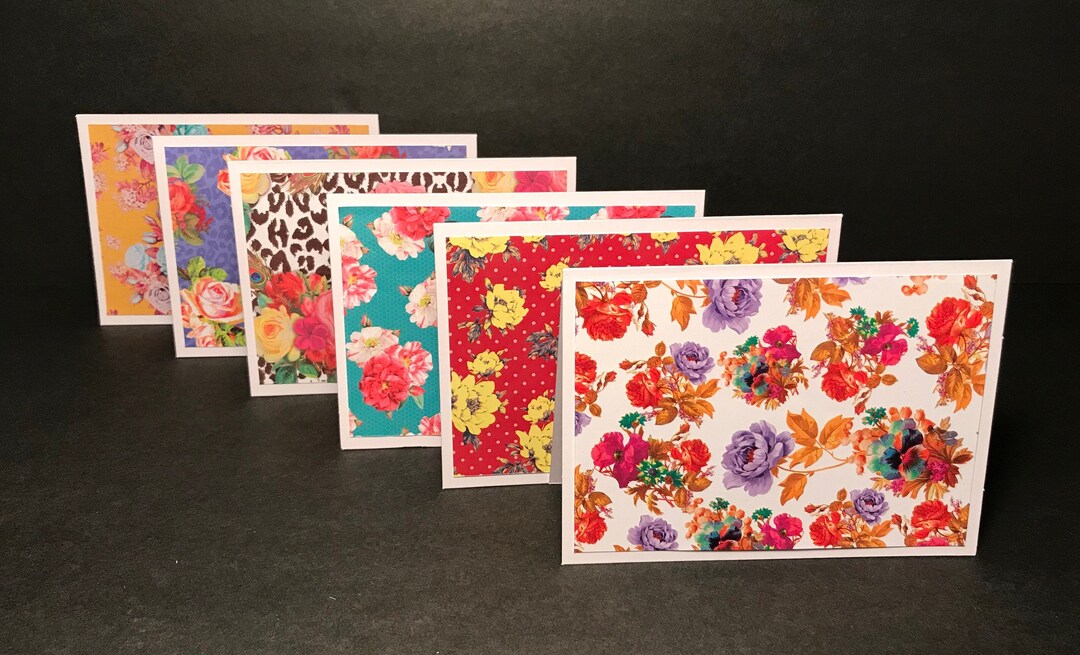 Flower Cards and Envelopes With Envelope Seals, Floral Card Set ...