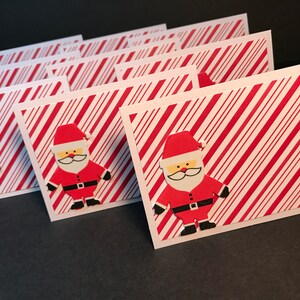 Santa Christmas Cards and Envelopes with Envelope Seals, Christmas Cards Set, Handmade Christmas Note Cards and Envelopes, Blank, Set of 9