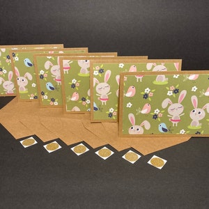Osterkarten und Umschläge mit Kuvertsiegel, Hasenkarten-Set, Osterhasenkarten, handgemachte Blanko-Ostern-Notizkarten und -Umschläge, 6-Zoll-Set