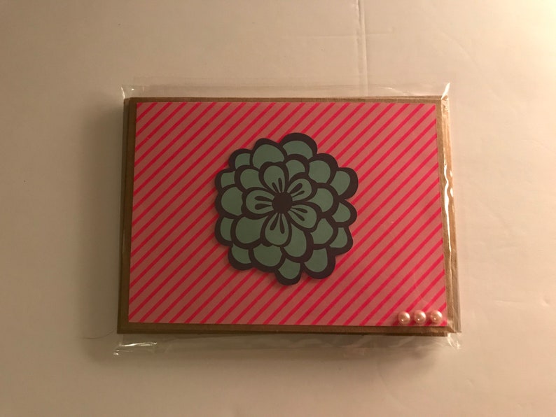 Flower Notecards with Envelopes and Envelope Seals Blank Handmade Floral Notecards Set of 3