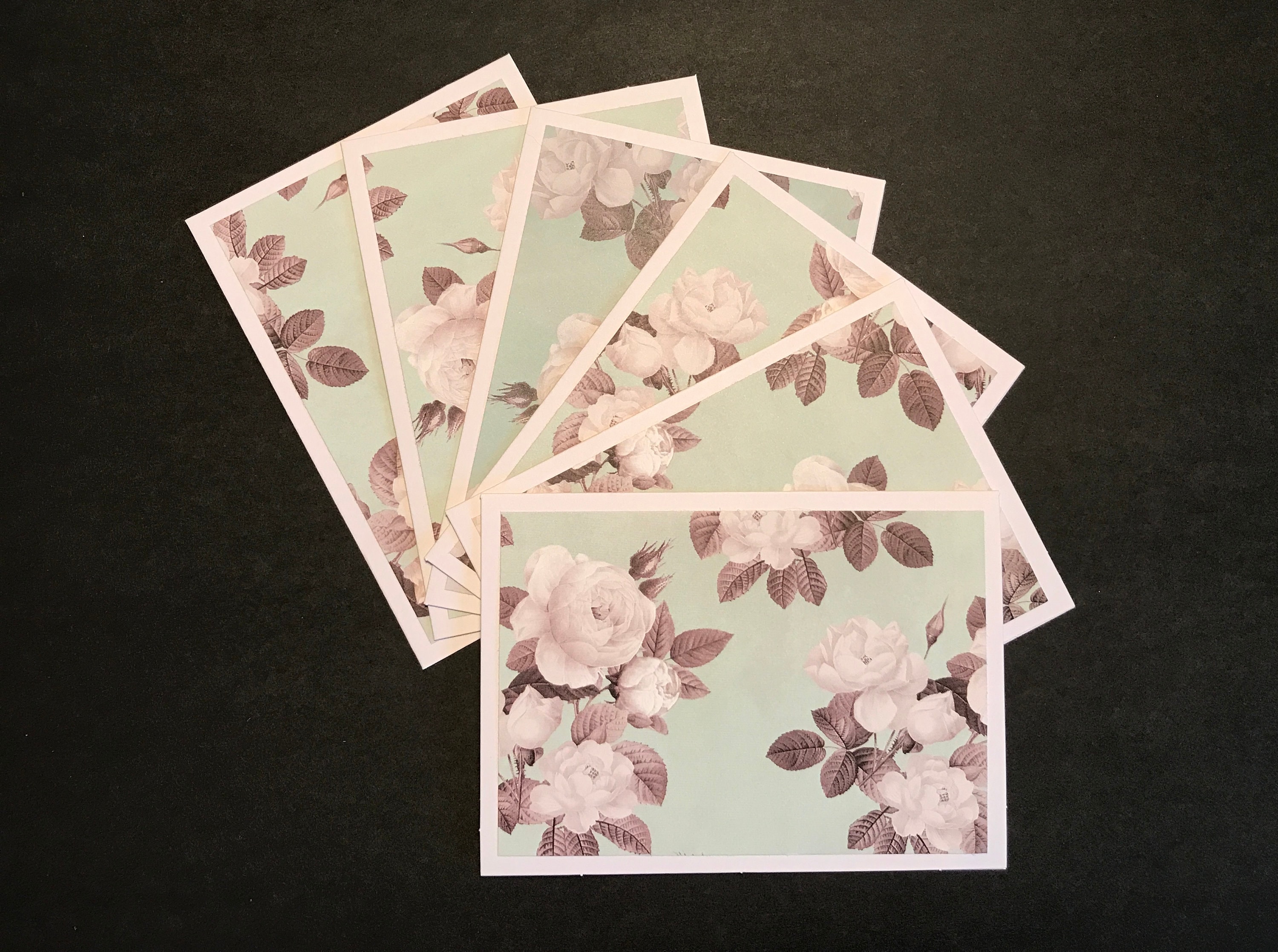 Flower Cards and Envelopes With Envelope Seals, Floral Card Set
