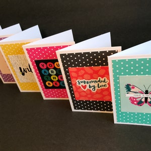Cartões motivacionais e envelopes com selos de envelope, conjunto de cartões de incentivo, cartões e envelopes em branco feitos à mão, conjunto de 6