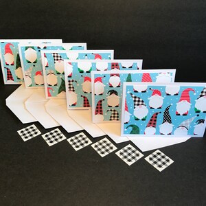 Cartoline e buste di Natale degli gnomi con sigilli per buste, set di carte degli gnomi, cartoline e buste di Natale fatte a mano, vuote, set di 6