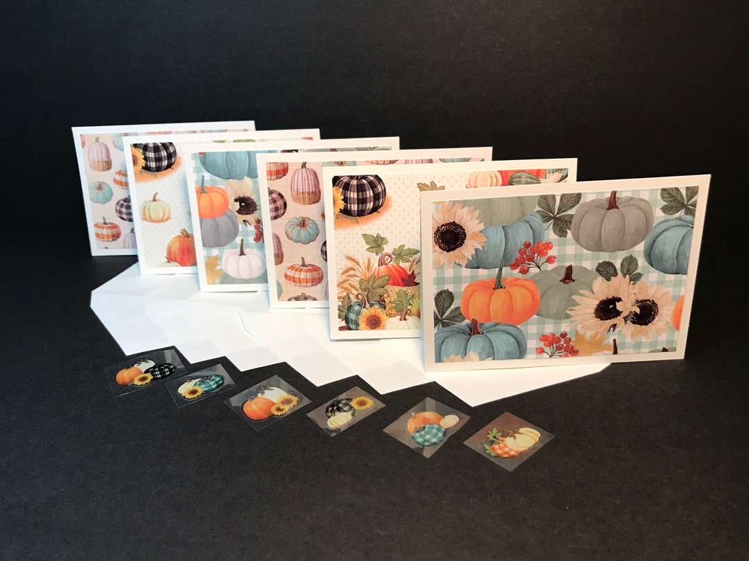 Thanksgiving Cards and Envelopes With Envelope Seals, Fall Card Set ...