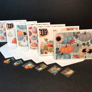 Cartes et enveloppes de Thanksgiving avec sceaux d’enveloppe, ensemble de cartes d’automne, ensemble de cartes de citrouille, cartes et enveloppes vierges faites à la main, ensemble de 6
